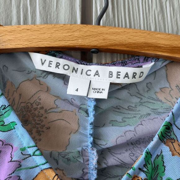 Veronica Beard Myrna Ruched Floral Tulle Top SZ 4 – Retail $348 - Picture 3 of 10